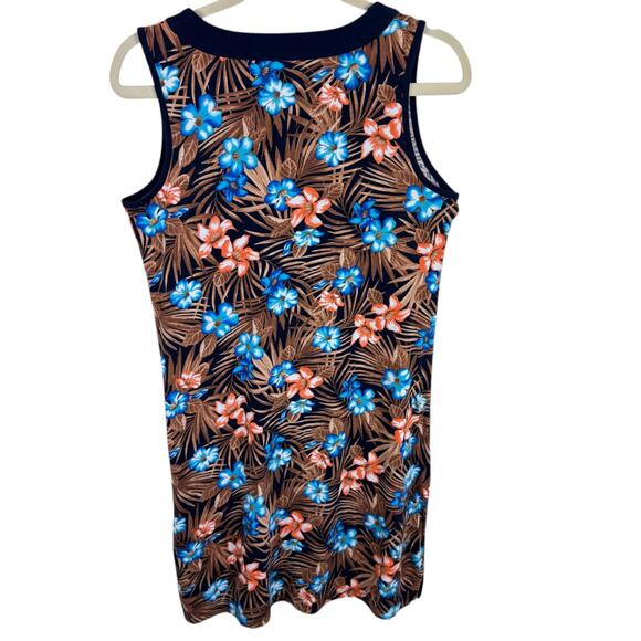 Lands' End 100% Cotton Floral Palm Sleeveless Knee Length Dress Coverup Size S - Picture 4 of 9